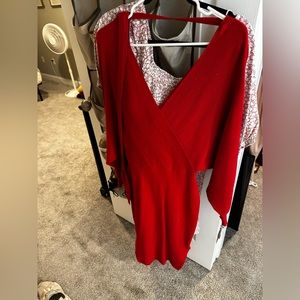 Red midi sweater dress